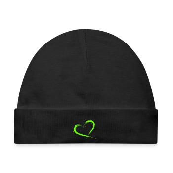 Herz Design Bürste Grün Hellgrün - Baby Premium Organic Mütze - Schwarz - Vorne