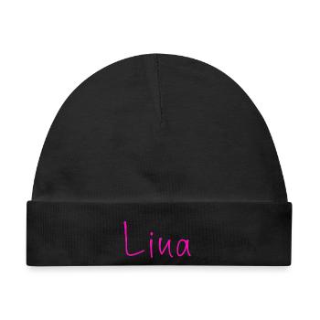 Lina Handschrift Pink - Baby Premium Organic Mütze - Schwarz - Vorne