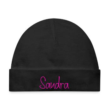 Sandra Neon-Handschrift - Baby Premium Organic Mütze - Schwarz - Vorne