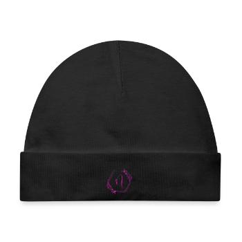 N-Monogramm Floral Hexagon Pink - Baby Premium Organic Mütze - Schwarz - Vorne