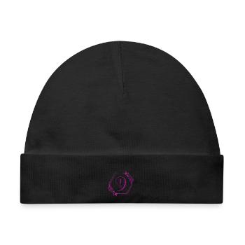 D Monogramm Blütenrahmen Pink Hexagon - Baby Premium Organic Mütze - Schwarz - Vorne
