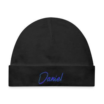 Daniel Signatur Blau Script - Baby Premium Organic Mütze - Schwarz - Vorne