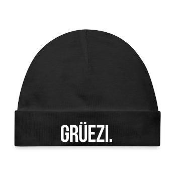 GRÜEZI. - Schlicht und Aussagekräftig - Baby Premium Organic Mütze - Schwarz - Vorne