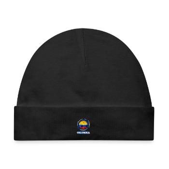 Colombia Fußball - Ball in Kolumbien Farben - Baby Premium Organic Mütze - Schwarz - Vorne