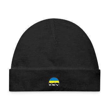 Kiew Ukraine Flagge Skyline Silhouette Reisen - Baby Premium Organic Mütze - Schwarz - Vorne