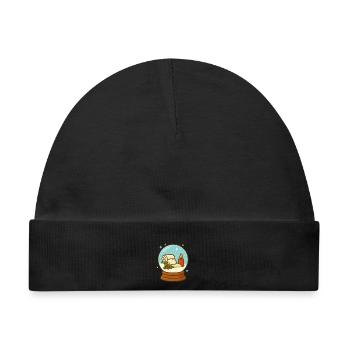 Weihnachts Schneekugel Cozy Design - Baby Premium Organic Mütze - Schwarz - Vorne