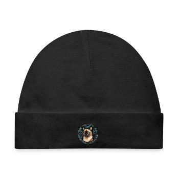 Balinesische Katzenrasse Aquarellglas - Baby Premium Organic Mütze - Schwarz - Vorne