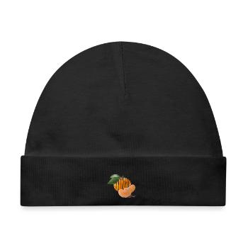 Mandarine Lover – Süße Zitrusfrucht Motiv - Baby Premium Organic Mütze - Schwarz - Vorne