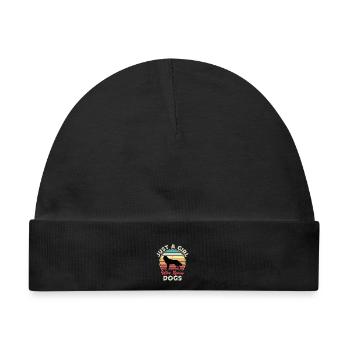 Nördliche Inuit Hundeliebhaber Silhouette Vintage Sonnenuntergang - Baby Premium Organic Mütze - Schwarz - Vorne