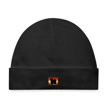 Bolognese Hundeliebhaber Silhouette Vintage Sonnenuntergang - Baby Premium Organic Mütze - Schwarz - Vorne