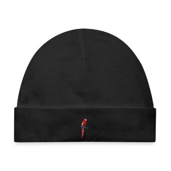 Hellroter Ara - Papagei Illustration für Vogelfans - Baby Premium Organic Mütze - Schwarz - Vorne