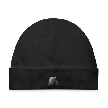 Kraftvoller Grizzlybär Bärenfreund - Baby Premium Organic Mütze - Schwarz - Vorne
