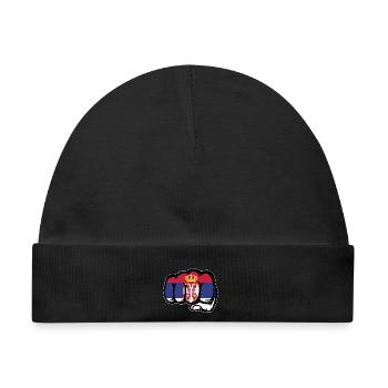 Serbien Flagge Faust Symbol - Baby Premium Organic Mütze - Schwarz - Vorne