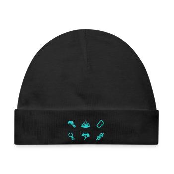 Klettern Symbole Bouldern Bergsteiger Kletterer - Baby Premium Organic Mütze - Schwarz - Vorne