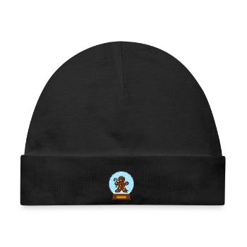 Lebkuchenmann Schneekugel Design - Baby Premium Organic Mütze - Schwarz - Vorne