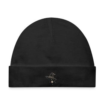 Hexenhut mit Sternen - Magische Hexe - Baby Premium Organic Mütze - Schwarz - Vorne