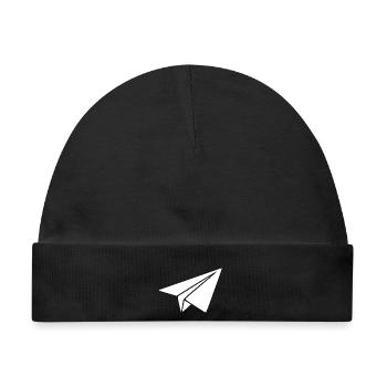 Papierflieger Origami Geschenk Pilot Flugbegleiter - Baby Premium Organic Mütze - Schwarz - Vorne