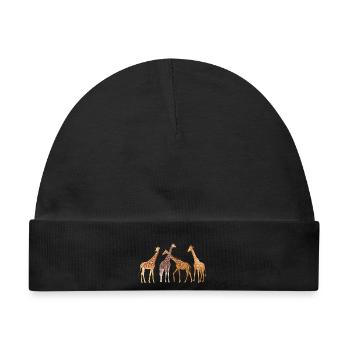 Giraffen Design Afrika Safari Tierfreunde Giraffen - Baby Premium Organic Mütze - Schwarz - Vorne