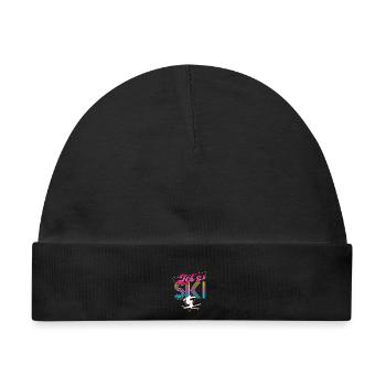 Let's Ski Neon Retro Skier - Baby Premium Organic Mütze - Schwarz - Vorne