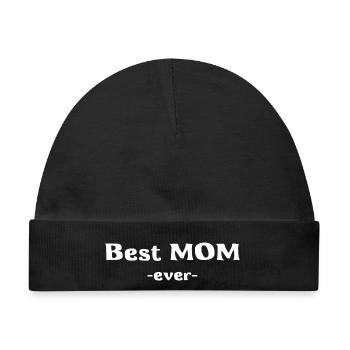 Beste Mama - Best MOM - Baby Premium Organic Mütze - Schwarz - Vorne