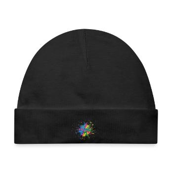 Farbexplosion Farbkleckse Farbspritzer Geschenk - Baby Premium Organic Mütze - Schwarz - Vorne