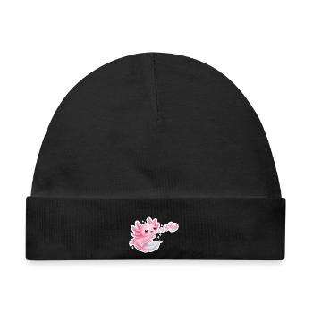 Kawaii Axolotl Herzen Seifenblasen Rosa T-Shirt - Baby Premium Organic Mütze - Schwarz - Vorne