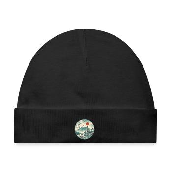 Fuji mit roter Sonne und Pagode - Baby Premium Organic Mütze - Schwarz - Vorne