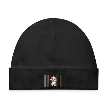 WeihnachtsBeagle mit Santa Hut - Baby Premium Organic Mütze - Schwarz - Vorne