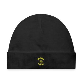 Bulldog Mama Gelbe Linien-Kunst - Baby Premium Organic Mütze - Schwarz - Vorne