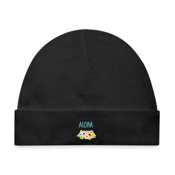 Aloha bunte Blumen Hawaii - Baby Premium Organic Mütze - Schwarz - Vorne