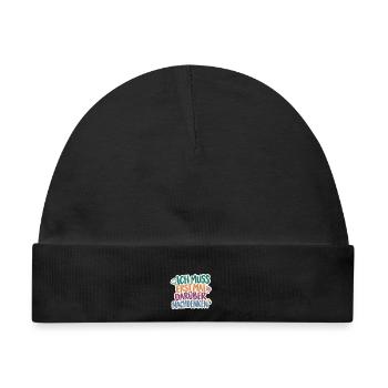 Erst mal nachdenken – Retro Spruch - Baby Premium Organic Mütze - Schwarz - Vorne