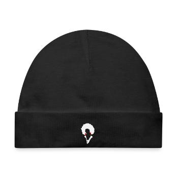Weiße Afro-Silhouette mit blauen Knöpfen - Baby Premium Organic Mütze - Schwarz - Vorne