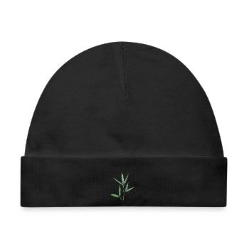 Bambus / Botanische Blätter -  - Baby Premium Organic Mütze - Schwarz - Vorne