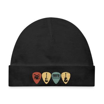 Retro Music Guitar Picks Vintage-Musiker-T-Shirt - Baby Premium Organic Mütze - Schwarz - Vorne