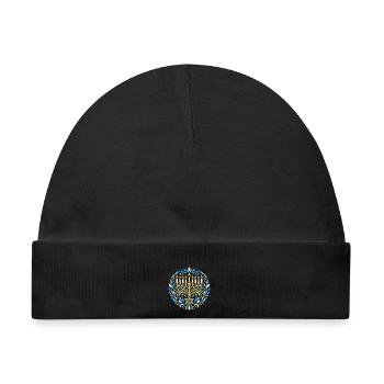 Chanukka-Motiv mit Chanukkia und Davidstern - Baby Premium Organic Mütze - Schwarz - Vorne