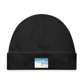 Ski Berge Winterlandschaft - Herzliche Wintergrüße - Baby Premium Organic Mütze - Schwarz - Vorne