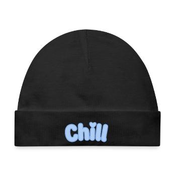 Chill Pastel Blue Bubble Text - Baby Premium Organic Mütze - Schwarz - Vorne
