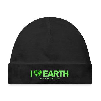 I Love Earth It's Complicated Umwelt Spruch - Baby Premium Organic Mütze - Schwarz - Vorne