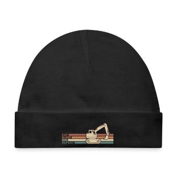 Eat Sleep Dig Repeat Bagger Fahrer Die Baggern - Baby Premium Organic Mütze - Schwarz - Vorne