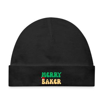 Frohe Baker Weihnachtsschürze Schürzenpullover Feiertagsgeschenk - Baby Premium Organic Mütze - Schwarz - Vorne