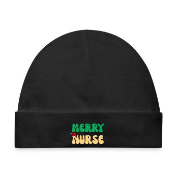 Frohe Nurse Weihnachtspullover Retro Nurse Geschenk - Baby Premium Organic Mütze - Schwarz - Vorne
