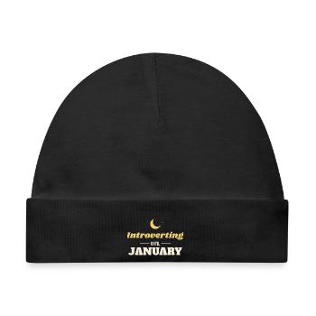 Introverting Until January – Introvertiert Winter - Baby Premium Organic Mütze - Schwarz - Vorne