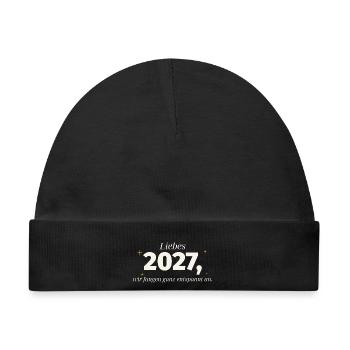 Liebes 2027 Entspannter Neustart - Baby Premium Organic Mütze - Schwarz - Vorne