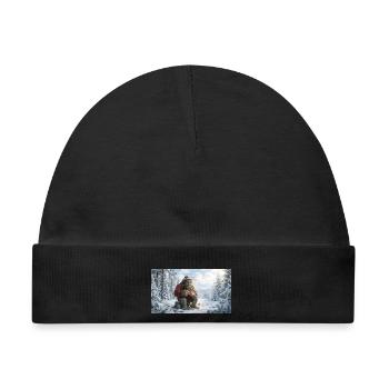 Winter Yeti am Feuer im Schneeland - Baby Premium Organic Mütze - Schwarz - Vorne
