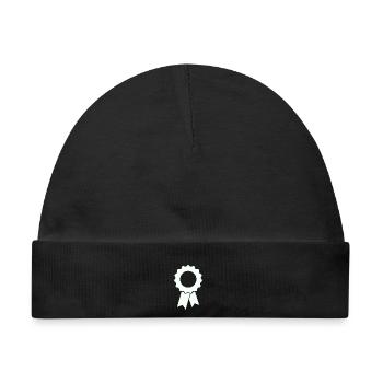 Auszeichnungsbadge mit Kranz - Baby Premium Organic Mütze - Schwarz - Vorne