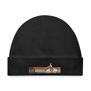 Eat Sleep Dump Repeat Kipplaster Fahrer Spruch - Baby Premium Organic Mütze - Schwarz - Vorne
