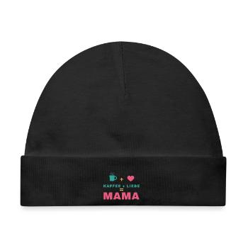Kaffee + Liebe = Mama – Geschenk für Mama - Baby Premium Organic Mütze - Schwarz - Vorne