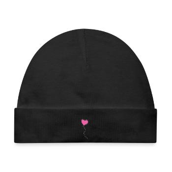 Pinker Herzluftballon - Baby Premium Organic Mütze - Schwarz - Vorne