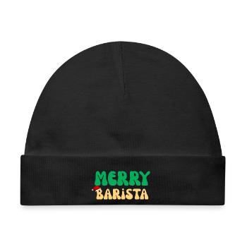 Frohe Barista Weihnachtspullover Kaffeemaschine Geschenk - Baby Premium Organic Mütze - Schwarz - Vorne
