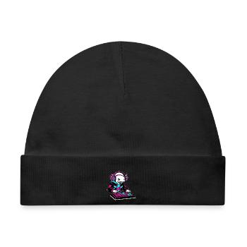 Neonrosa DJ Axolotl-Spielzeug - Baby Premium Organic Mütze - Schwarz - Vorne